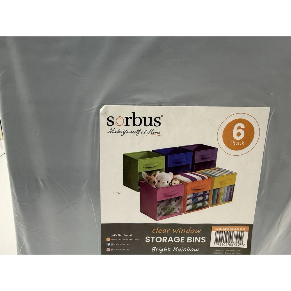 Sorbus 11 Inch Storage Bins With Clear Windows 6 Foldable Baskets For Organizing